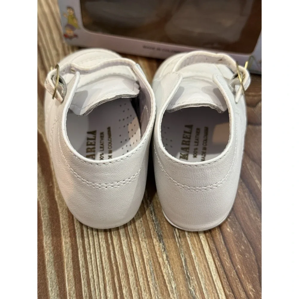 KARELA White Leather Baby Shoes Size 3